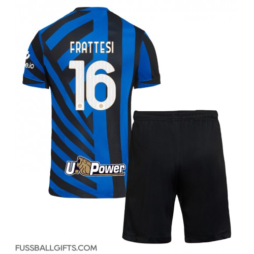 Inter Milan Davide Frattesi #16 Fußballbekleidung Heimtrikot Kinder 2024-25 Kurzarm (+ kurze hosen)